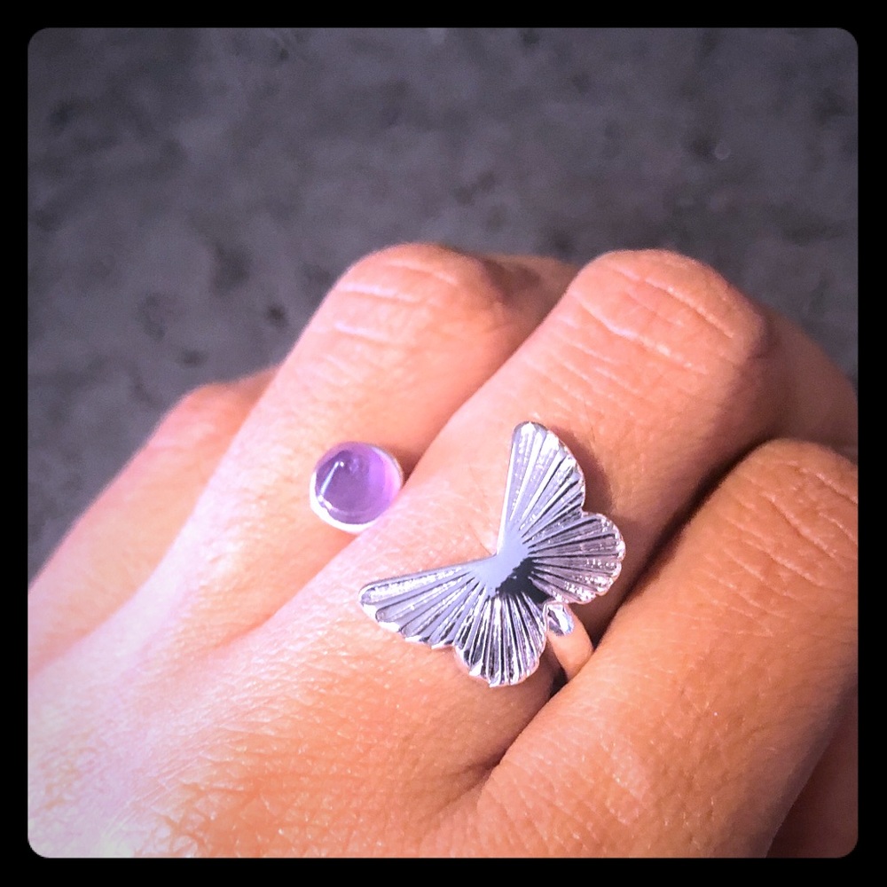 ✨ Purple Peace Amethyst Open Butterfly Ring 6
